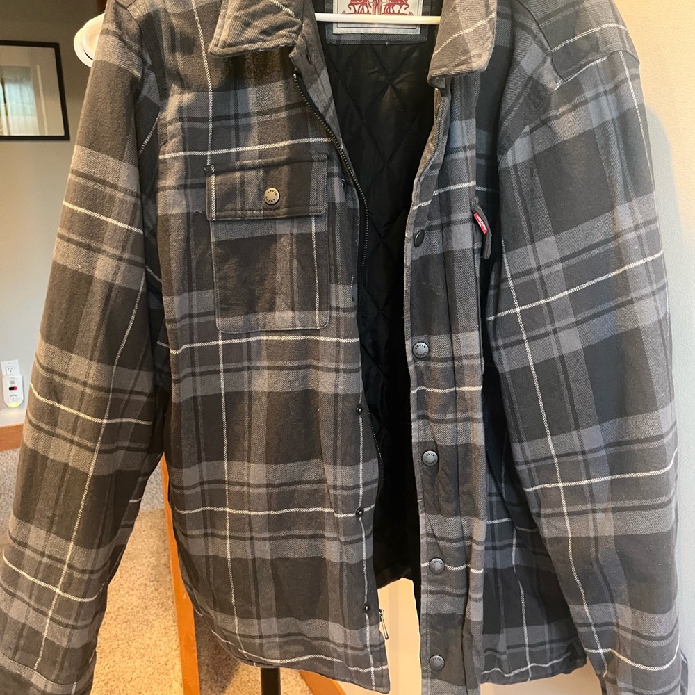 Levi's Black and Gray Plaid Shirt Jacket